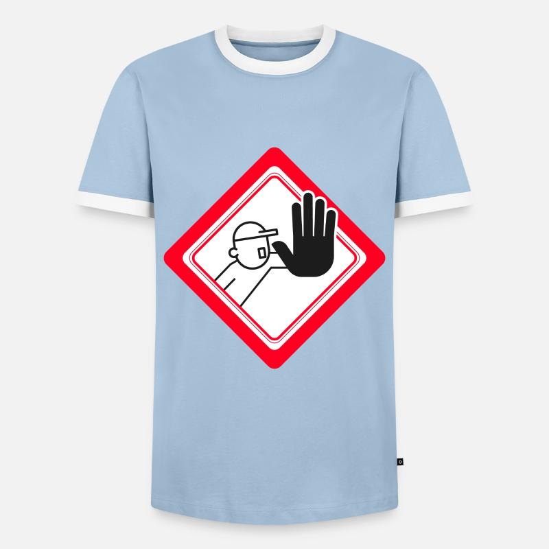 Unauthorized access prohibited Prohibition signs - Men's Ringer Shirt - light blue/white 