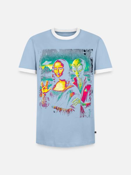 Futuristisches kulturelles Fusionskunstwerk - Männer Kontrast-T-Shirt - Hellblau/Weiß
