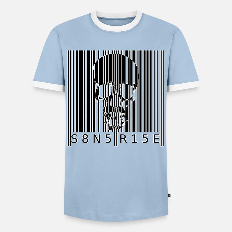S8N5 R15E Dämonischer Barcode Streetstyle - Männer Kontrast-T-Shirt - Hellblau/Weiß 