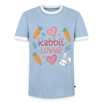 Cute design for bunny and heart lovers - Men's Ringer Shirt - light blue/white  - Front - AI Model Female 172 light (172cm) & AI Model Male 178 light (178cm)