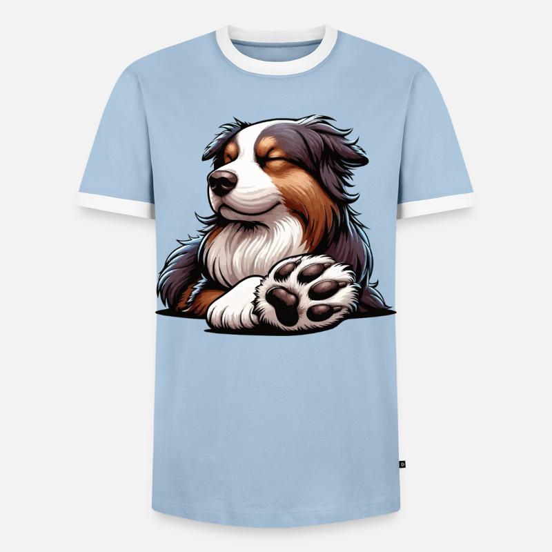 Australian Shepherd Aussie Aussie Owners Aussies - Men's Ringer Shirt - light blue/white 