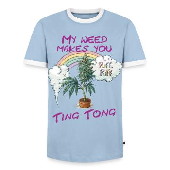 Ting Tong - Men's Ringer Shirt - light blue/white  - Front - AI Model Female 172 light (172cm) & AI Model Male 178 light (178cm)