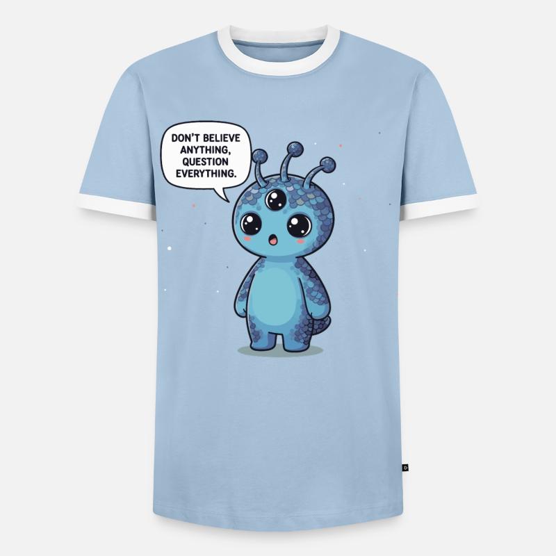 Cute Alien: Statement - Question everything - Men's Ringer Shirt - light blue/white 