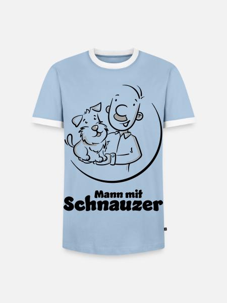 Mann mit Schnauzer (Oberlippenbart) - Männer Kontrast-T-Shirt - Hellblau/Weiß 
