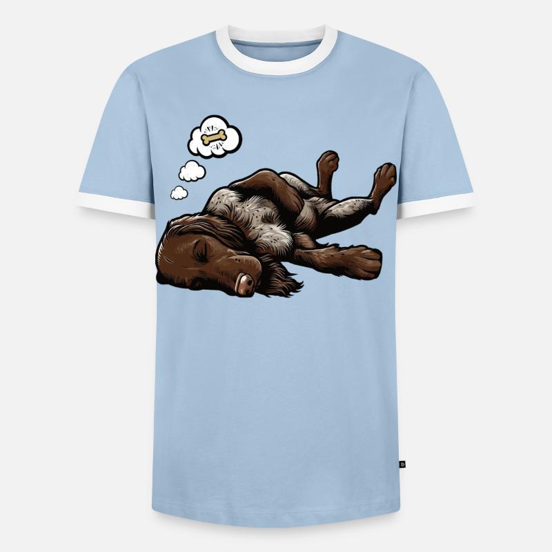 German Wirehaired German Wirehaired Owner - Men's Ringer Shirt - light blue/white 