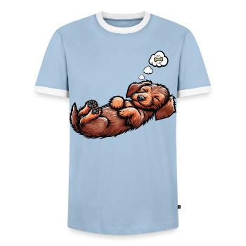 Rauhaardackel Dackel Dackelbesitzer Teckel Tekkel - Männer Kontrast-T-Shirt - Hellblau/Weiß  - Vorne - AI Model Female 172 light (172cm) & AI Model Male 178 light (178cm)