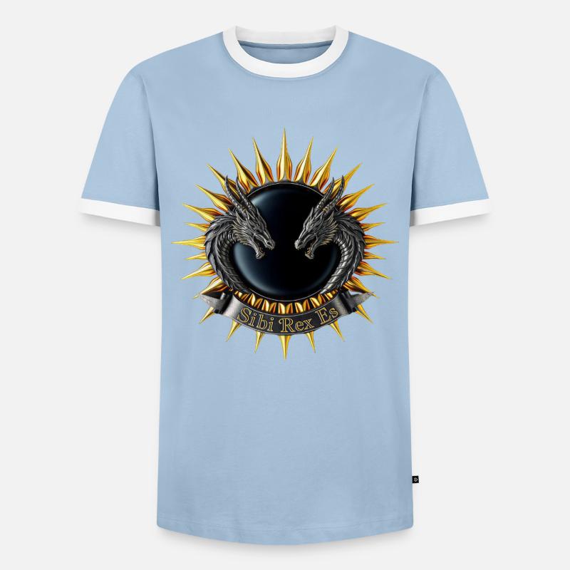 Sibi-Rex-es-Dragon-Crest - Men's Ringer Shirt - light blue/white 