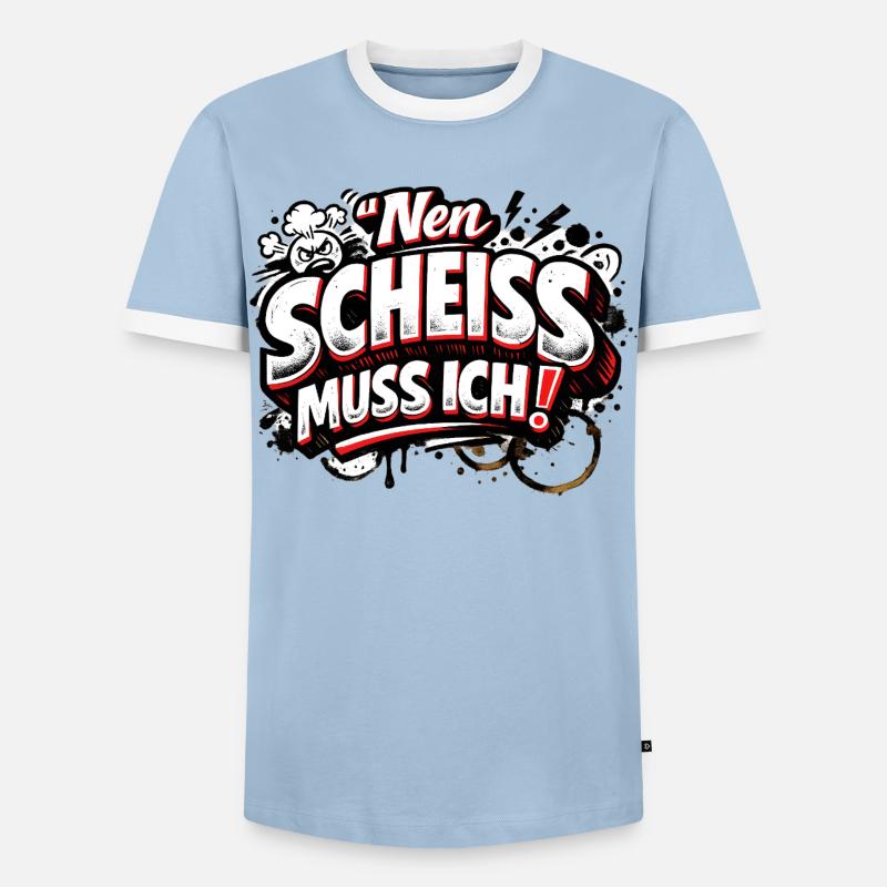 Nen Scheiss Muss Ich freches Statement - Männer Kontrast-T-Shirt - Hellblau/Weiß 
