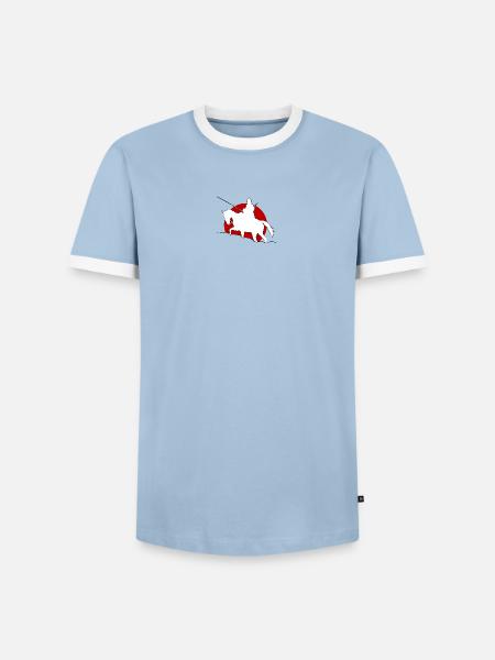 Cavalry / Kavallerie rote Sonne - Männer Kontrast-T-Shirt - Hellblau/Weiß