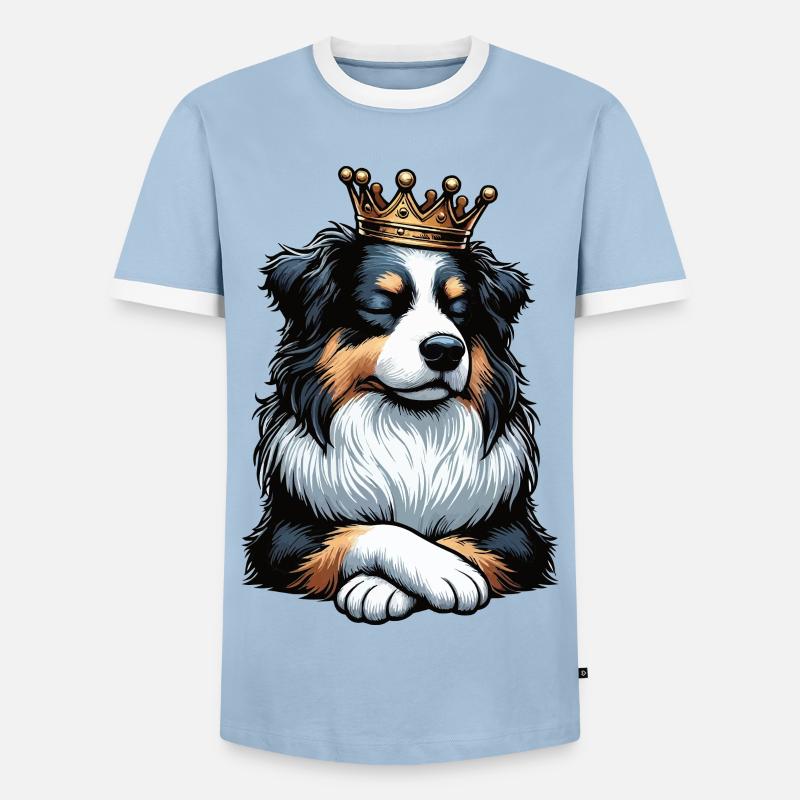 Australian Shepherd Aussie Aussie Owners Aussies - Men's Ringer Shirt - light blue/white 