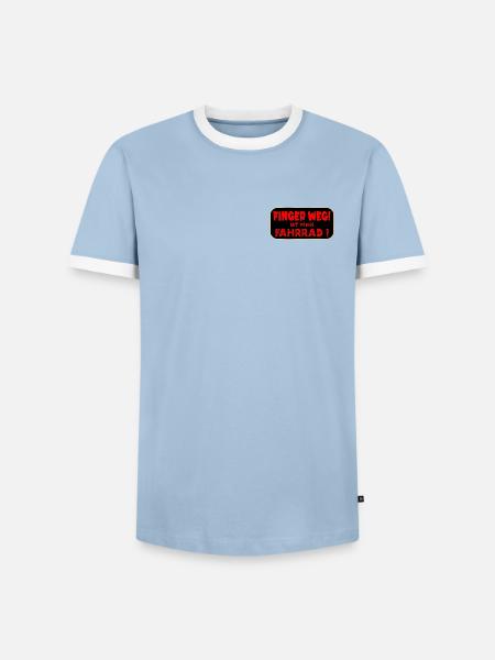 FAHRRAD FINGER WEG AUFKLEBER - Männer Kontrast-T-Shirt - Hellblau/Weiß