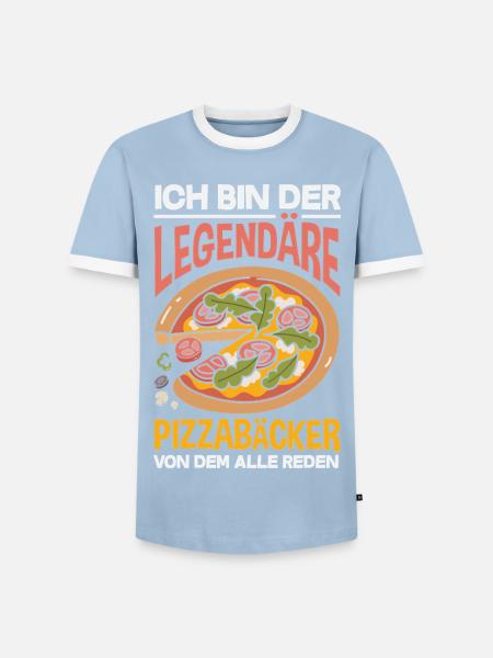 Legendärer Pizzabäcker Pizza Spruch - Männer Kontrast-T-Shirt - Hellblau/Weiß