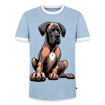 Grand Dogue Propriétaire de Dogue Grand Dane Fan de Grand Dogue - T-shirt contrasté Homme - bleu clair/blanc  - Devant - AI Model Female 172 light (172cm) & AI Model Male 178 light (178cm)
