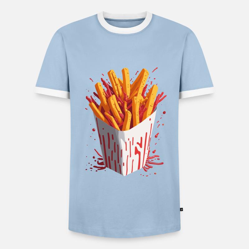 Explosive Chips - Männer Kontrast-T-Shirt - Hellblau/Weiß 