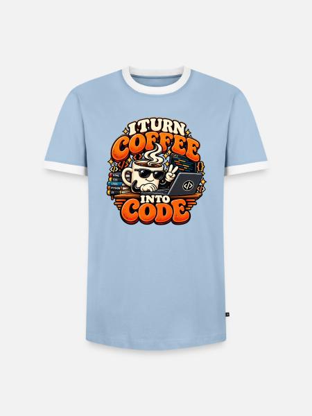 Ich verwandle Kaffee in Code | Programmierer - Männer Kontrast-T-Shirt - Hellblau/Weiß