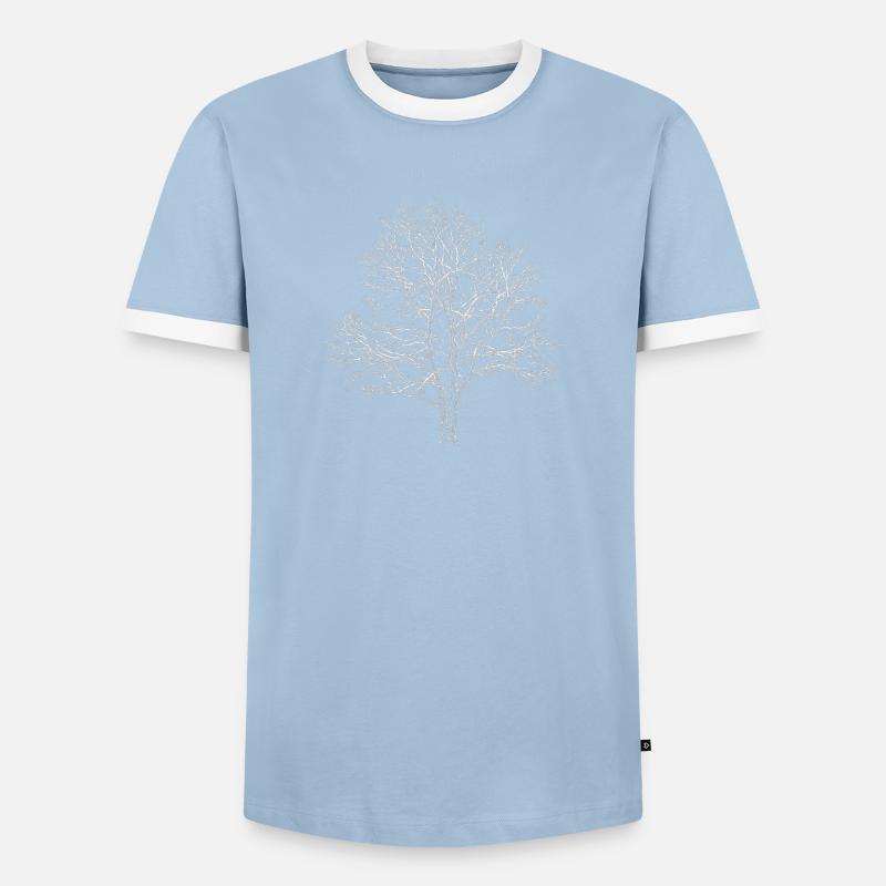 Weißer Baum Silhouette Eiche Wald Natur - Männer Kontrast-T-Shirt - Hellblau/Weiß