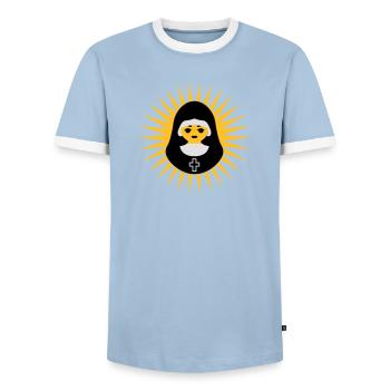 Nonne | Nun | Christ | Star - T-shirt contrasté Homme - bleu clair/blanc  - Devant - AI Model Female 172 light (172cm) & AI Model Male 178 light (178cm)