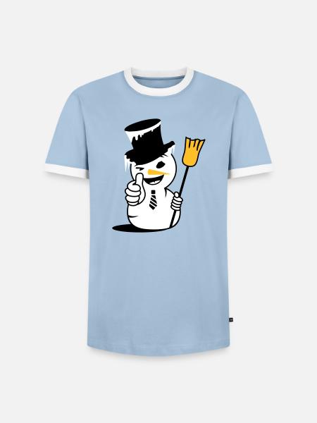 Cool snowman with thumbs up - Men's Ringer Shirt - light blue/white