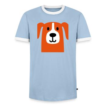 Cute dog - Men's Ringer Shirt - light blue/white  - Front - AI Model Female 172 light (172cm) & AI Model Male 178 light (178cm)