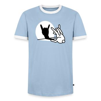 Kaninche Ombre Hand ROCK Musique HARD ROCK Fan - T-shirt contrasté Homme - bleu clair/blanc  - Devant - AI Model Female 172 light (172cm) & AI Model Male 178 light (178cm)