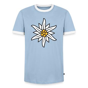 Edelweiss Bergblume Logo - Männer Kontrast-T-Shirt - Hellblau/Weiß  - Vorne - AI Model Female 172 light (172cm) & AI Model Male 178 light (178cm)