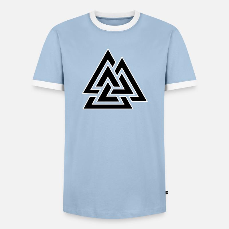 Triangular intertwined pattern - Men's Ringer Shirt - light blue/white 