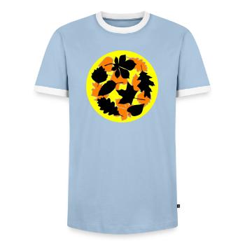 Herbst Oktober Wetter - Männer Kontrast-T-Shirt - Hellblau/Weiß  - Vorne - AI Model Female 172 light (172cm) & AI Model Male 178 light (178cm)