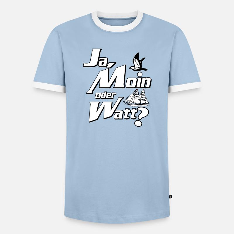 Ja Moin oder Watt? - T-shirt contrasté Homme - bleu clair/blanc 