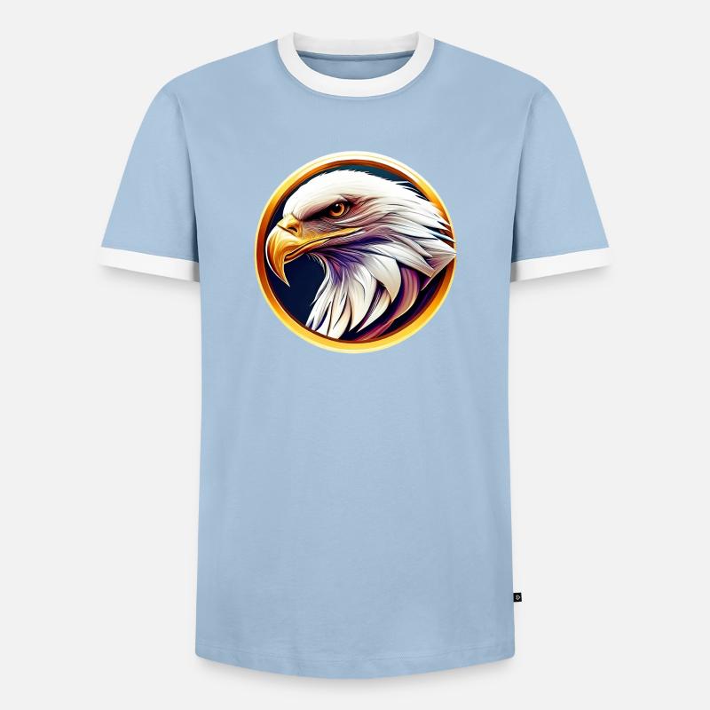 Bald eagle - Men's Ringer Shirt - light blue/white