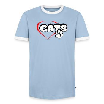 Cats Love Cat Cat Hangover - Men's Ringer Shirt - light blue/white  - Front - AI Model Female 172 light (172cm) & AI Model Male 178 light (178cm)