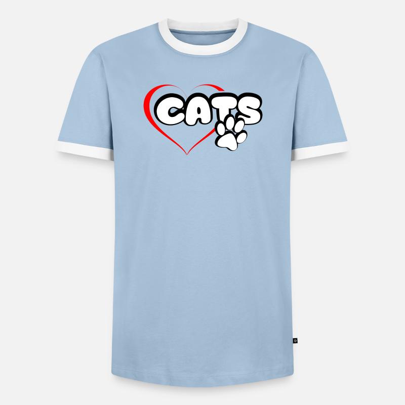 Les chats adorent le chat Chat Chat gueule de bois - T-shirt contrasté Homme - bleu clair/blanc 