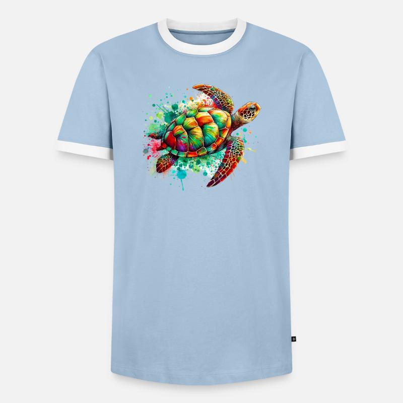 Turtle - Men's Ringer Shirt - light blue/white 