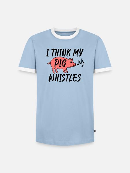 I think my pig whistles - Men's Ringer Shirt - light blue/white
