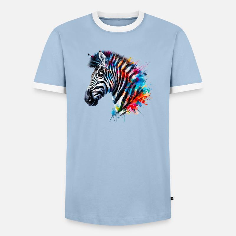 Zebra - Men's Ringer Shirt - light blue/white 