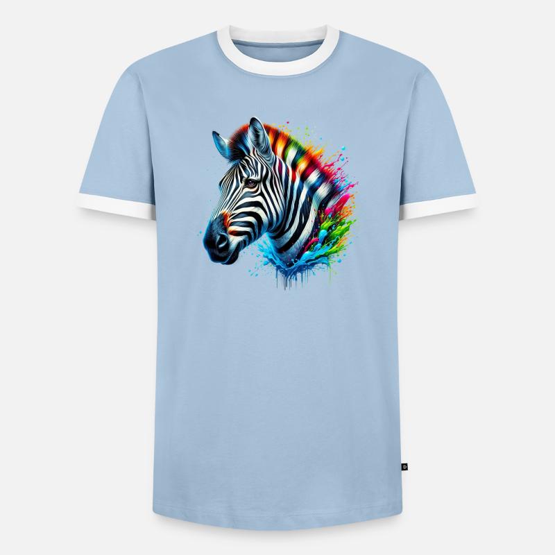 Zebra - Männer Kontrast-T-Shirt - Hellblau/Weiß