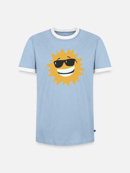 Sunburst Smiling with Sunglasses - Men's Ringer Shirt - light blue/white