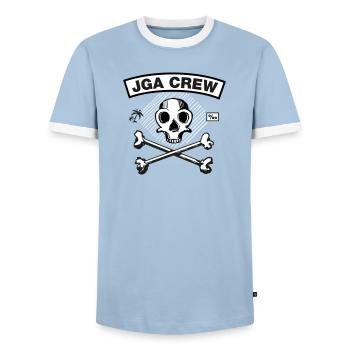 Équipage de la JGA - Skull and Bones - T-shirt contrasté Homme - bleu clair/blanc  - Devant - AI Model Female 172 light (172cm) & AI Model Male 178 light (178cm)