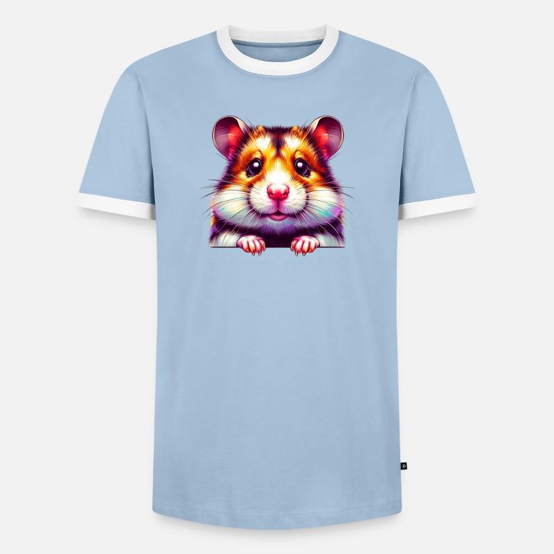 Hamster - Men's Ringer Shirt - light blue/white 