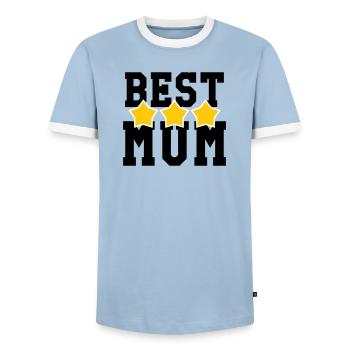 Beste Mama - Muttertag - Männer Kontrast-T-Shirt - Hellblau/Weiß  - Vorne - AI Model Female 172 light (172cm) & AI Model Male 178 light (178cm)