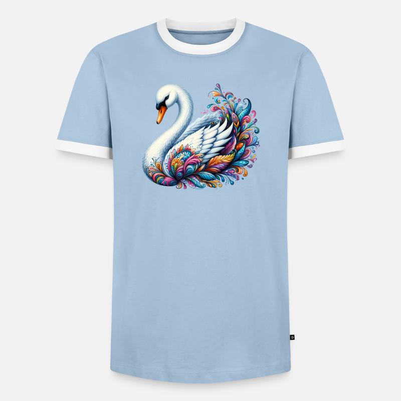 Schwan - Männer Kontrast-T-Shirt - Hellblau/Weiß 