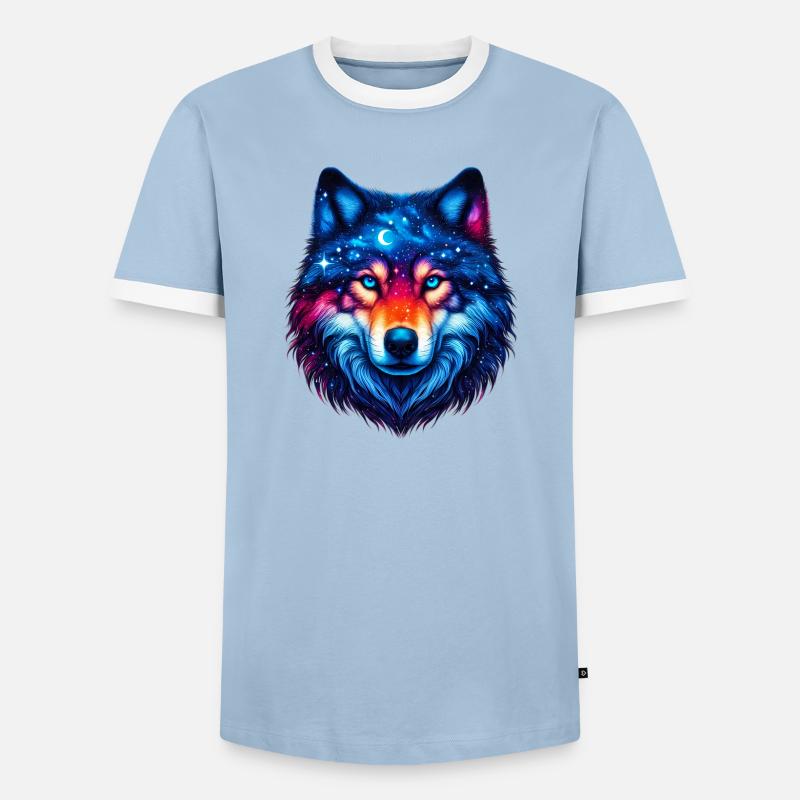 Wolf - Men's Ringer Shirt - light blue/white