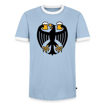Germany Beer Federal Eagle - Men's Ringer Shirt - light blue/white  - Front - AI Model Female 172 light (172cm) & AI Model Male 178 light (178cm)