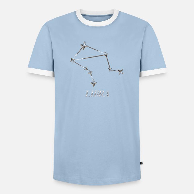 Libra Constellation – Silver Minimal Constellation - Men's Ringer Shirt - light blue/white