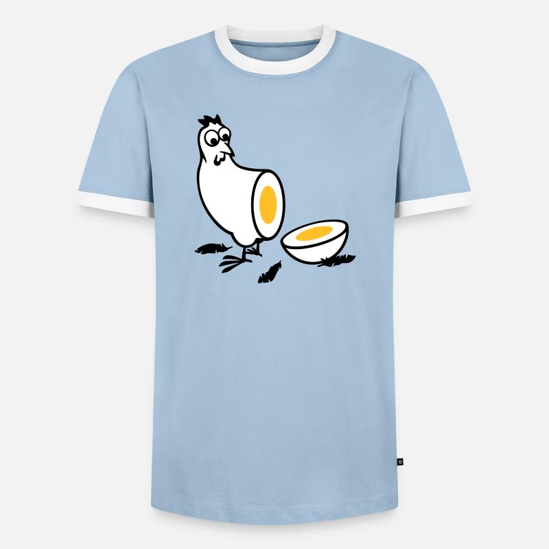 Huhn oder Ei - Männer Kontrast-T-Shirt - Hellblau/Weiß 