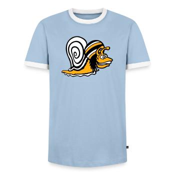 snail reggae music rasta hair hat Jamaica - Men's Ringer Shirt - light blue/white  - Front - AI Model Female 172 light (172cm) & AI Model Male 178 light (178cm)