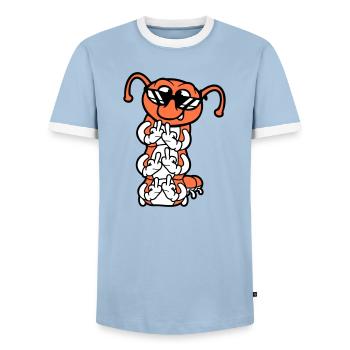 Raupe Mittelfinger Beleidigung Sonnenbrille Cool - Männer Kontrast-T-Shirt - Hellblau/Weiß  - Vorne - AI Model Female 172 light (172cm) & AI Model Male 178 light (178cm)