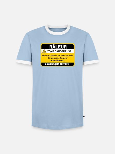 Complaining Danger Zone - Men's Ringer Shirt - light blue/white