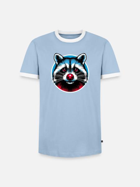 Racoon - I came to stay - Männer Kontrast-T-Shirt - Hellblau/Weiß 
