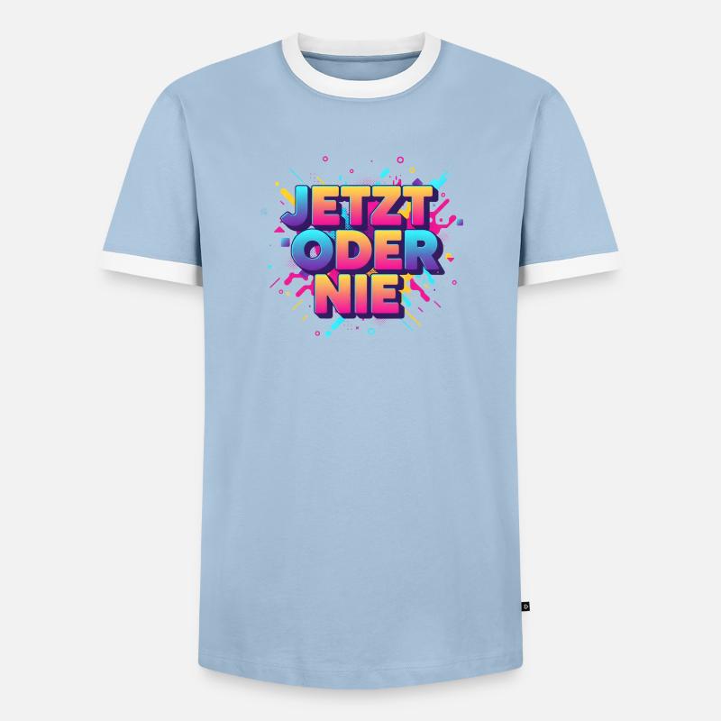Jetz oder nie - Männer Kontrast-T-Shirt - Hellblau/Weiß