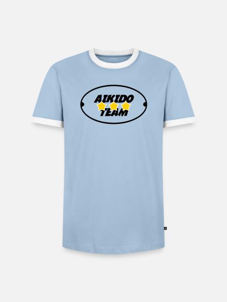 Aikido-Team - Männer Kontrast-T-Shirt - Hellblau/Weiß